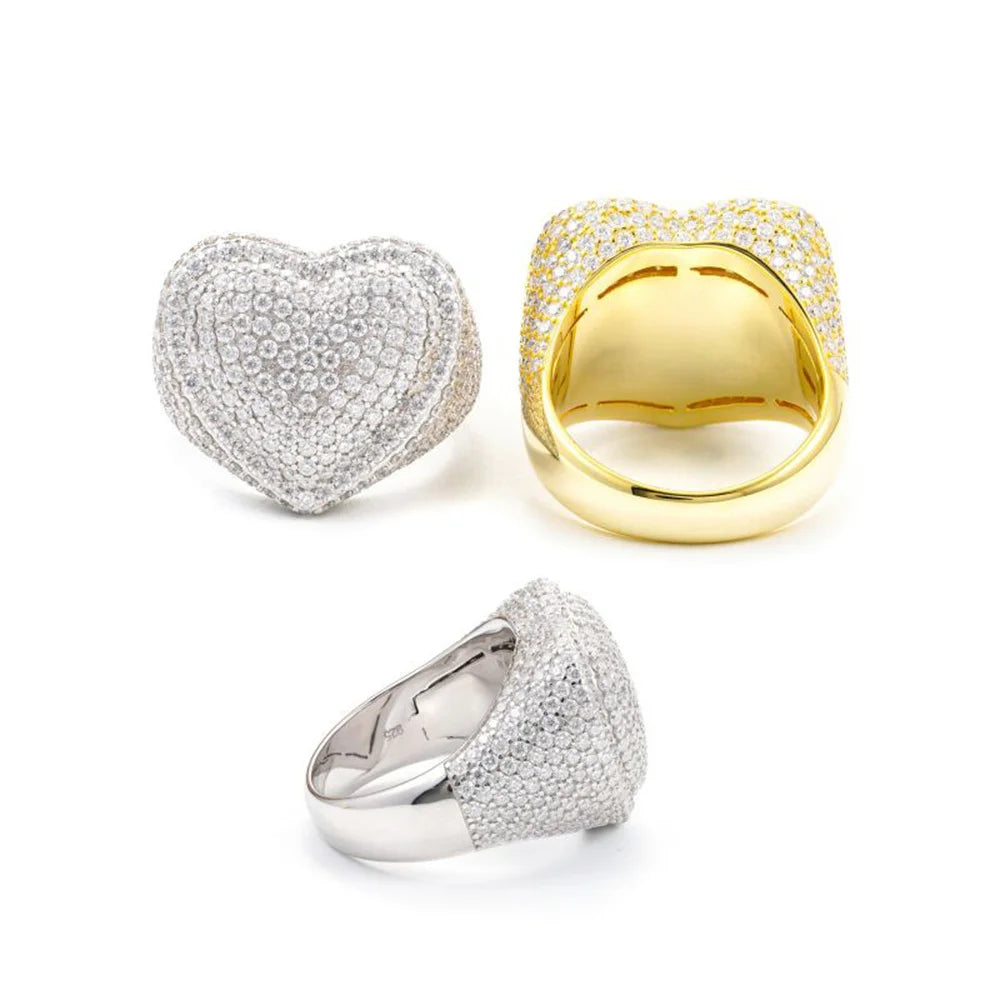 Iced Out Pave Heart Ring for Men