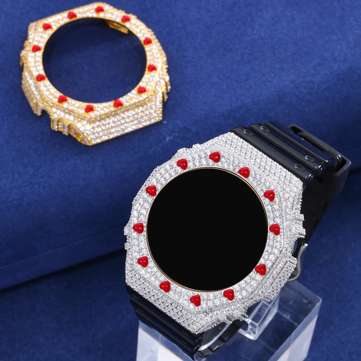 Iced Out Red Heart Watch Bezel, image 6