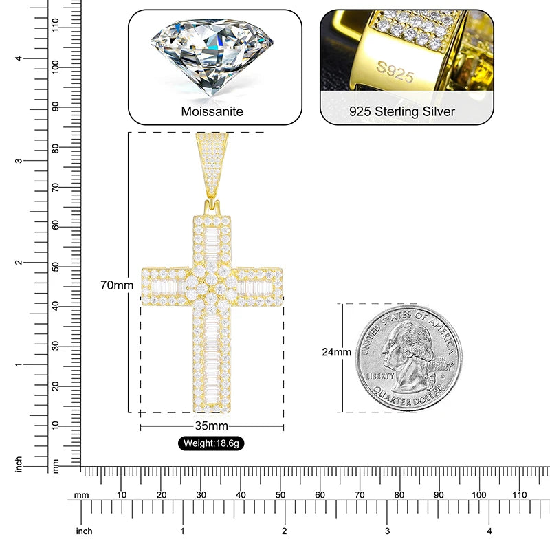 Iced Out Cross Pendant for Men, image 4