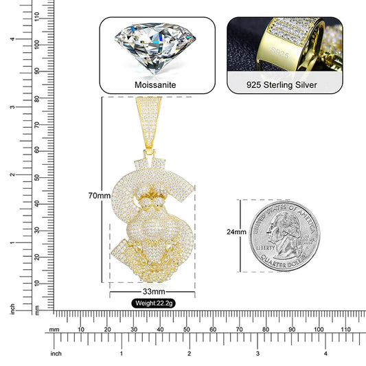 Iced Out Dollar Sign Pendant Necklace for Men, image 4