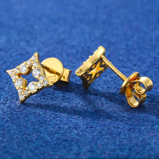 Moissanite Four Point Star Stud Earrings, image 6