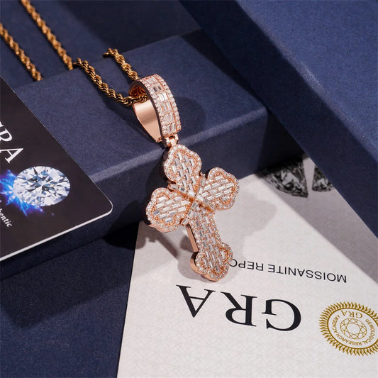 Baguette Moissanite Cross Pendant for Men, image 2