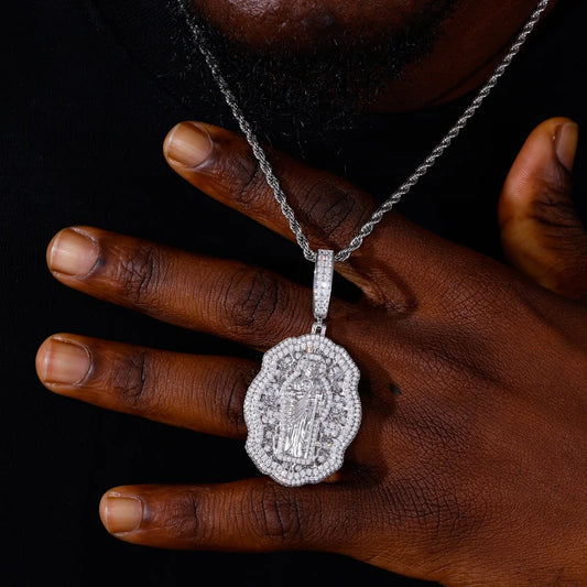 Iced Out Jesus Medallion Pendant Necklace for Men, image 6