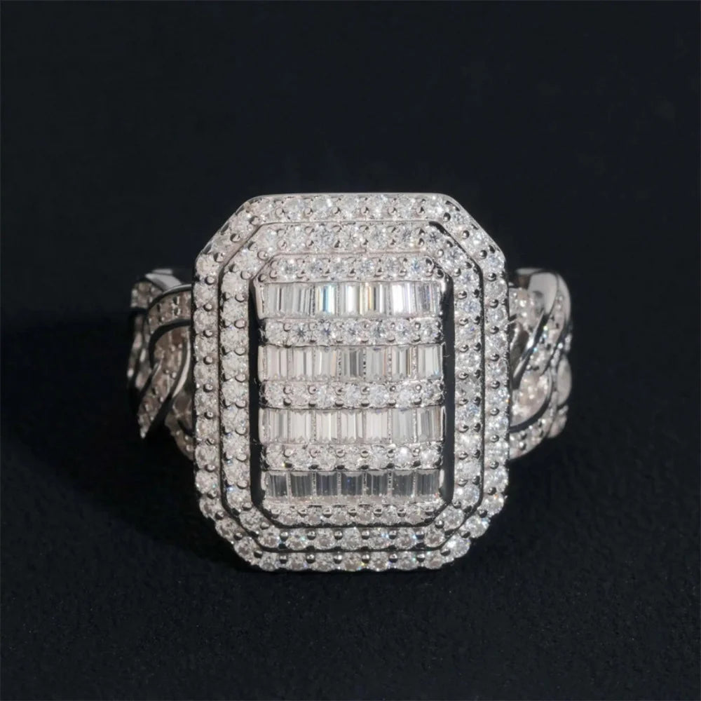 Iced Out Cuban Link Signet Ring for Men, image 3