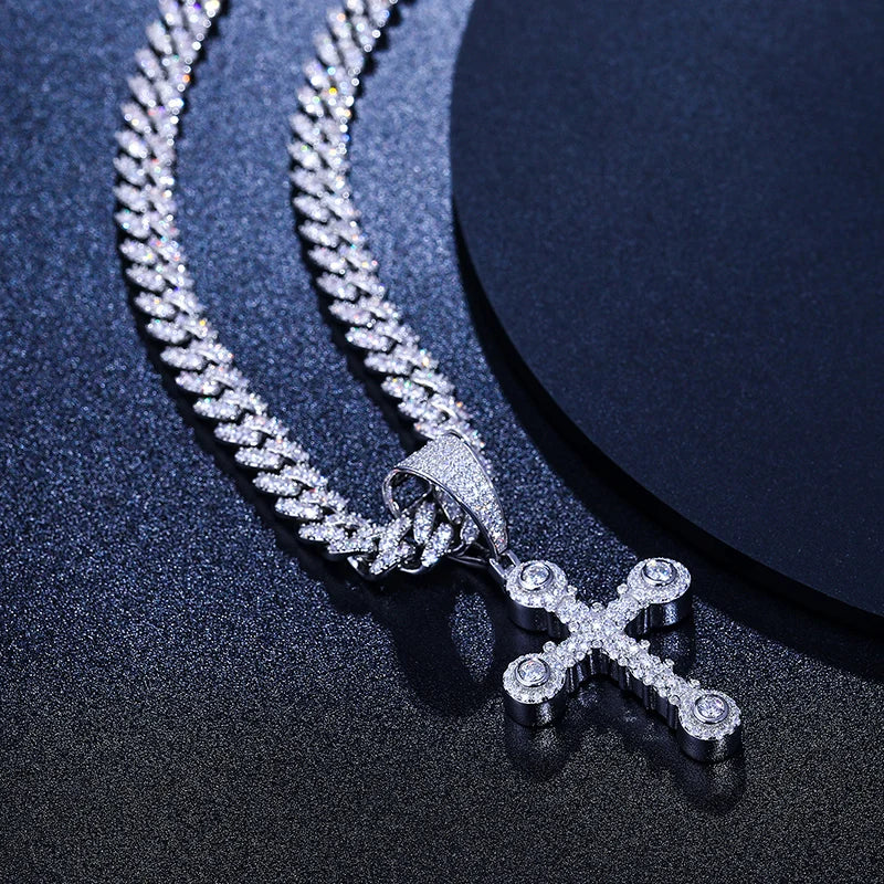 Iced Out Cross Pendant Necklace for Men, image 7