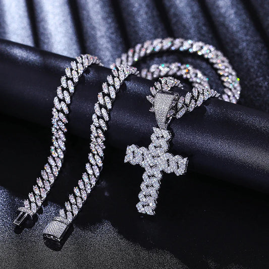 Iced Out Cross Pendant Necklace for Men, image 5