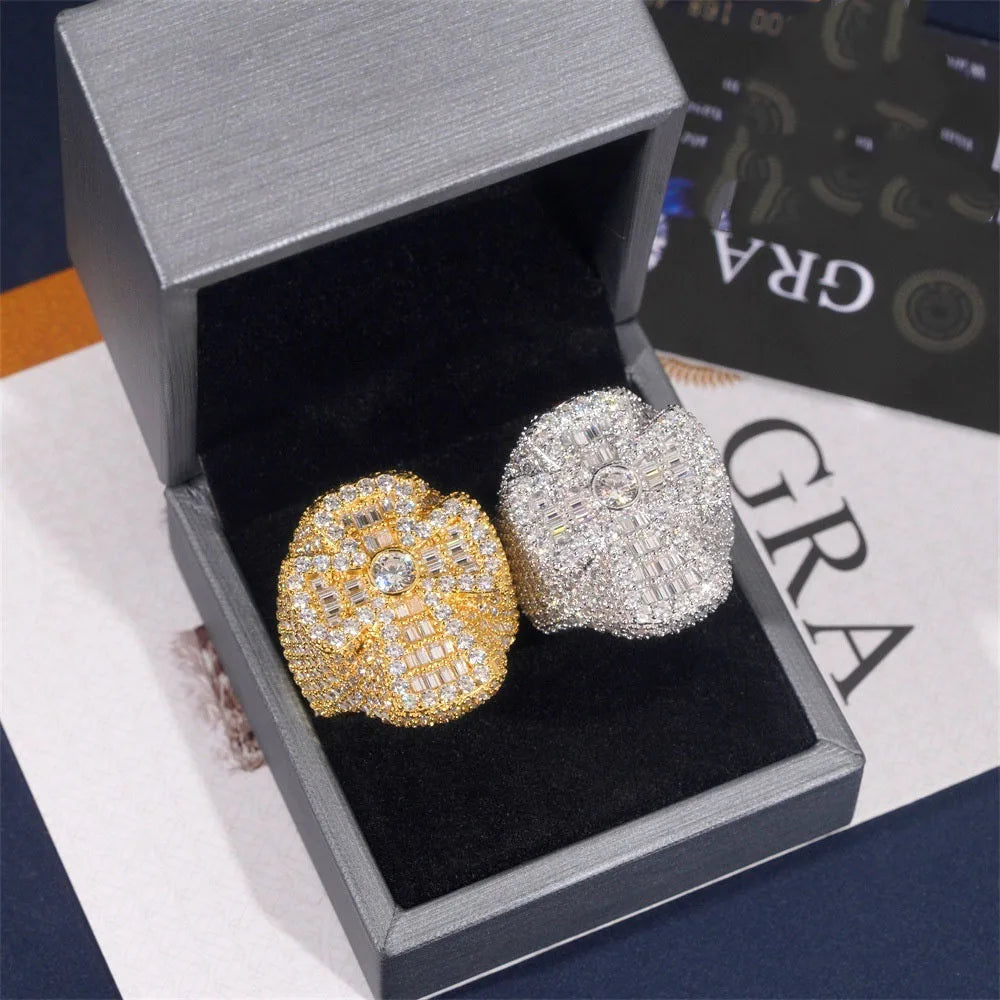 Iced Out Baguette Cross Ring for Men, image 4