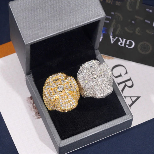 Iced Out Baguette Cross Ring for Men, image 4