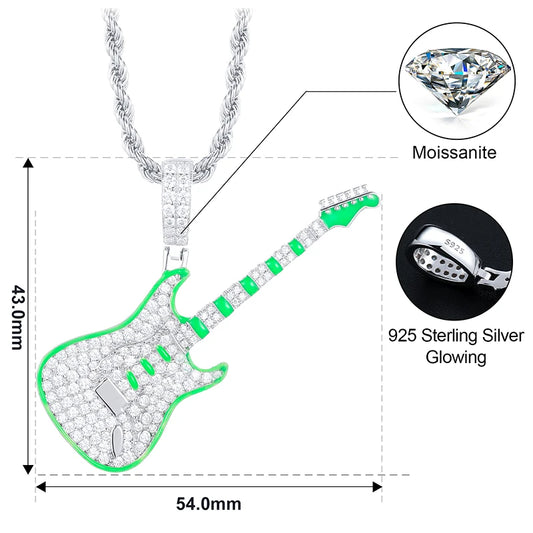 Glow in the Dark Guitar or Dog Tag Pendant Necklace for Men, image 4