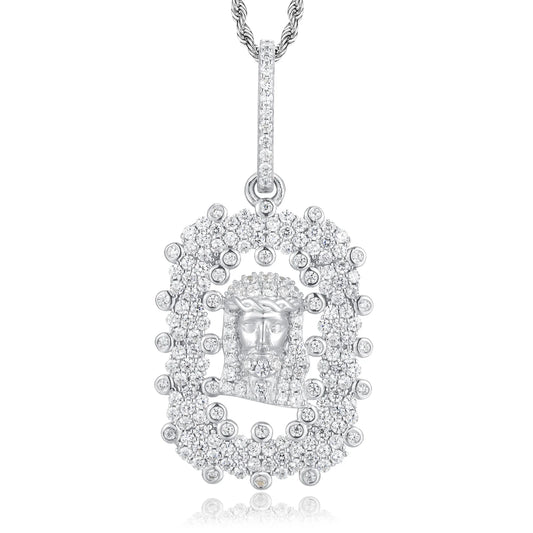Iced Out Moissanite Jesus Portrait Pendant Necklace for Men