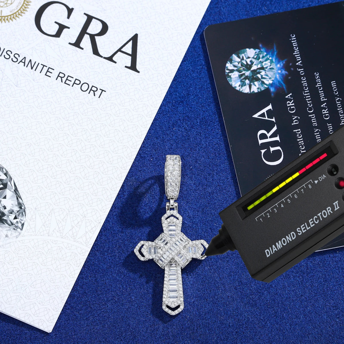 Iced Out Baguette Cross Pendant for Men, image 4