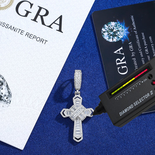 Iced Out Baguette Cross Pendant for Men, image 4