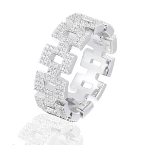 8mm Moissanite Cuban Link Ring for Men