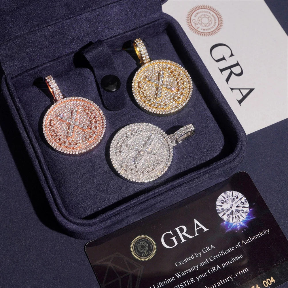 Iced Out Round Medallion Pendant Necklace for Men, image 3