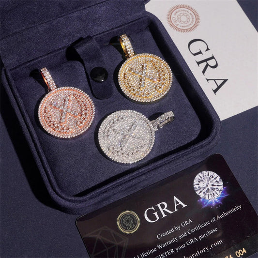 Iced Out Round Medallion Pendant Necklace for Men, image 3