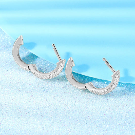 Moissanite Pave Huggie Hoop Earrings, image 4