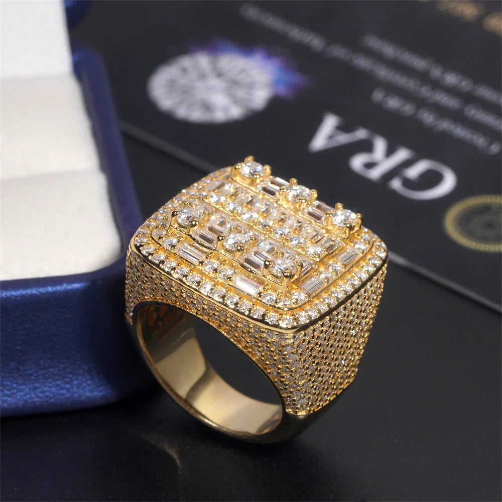 Iced Out Baguette Square Signet Ring for Men, image 4