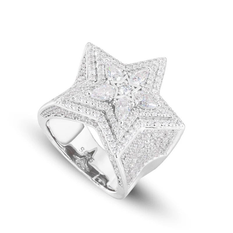 Iced Out Pave Star Ring