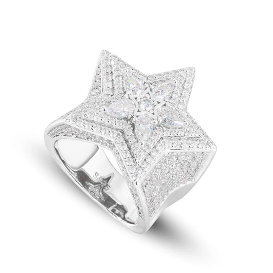 Iced Out Pave Star Ring