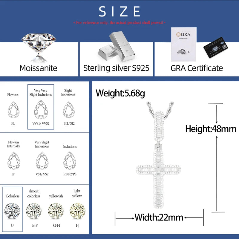 Iced Out Baguette Cross Pendant Necklace, image 3