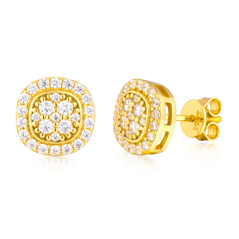 Moissanite Round Cluster Screw Back Stud Earrings, image 9