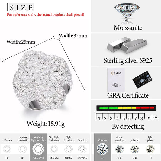 Iced Out Four Leaf Clover Ring for Men, image 4