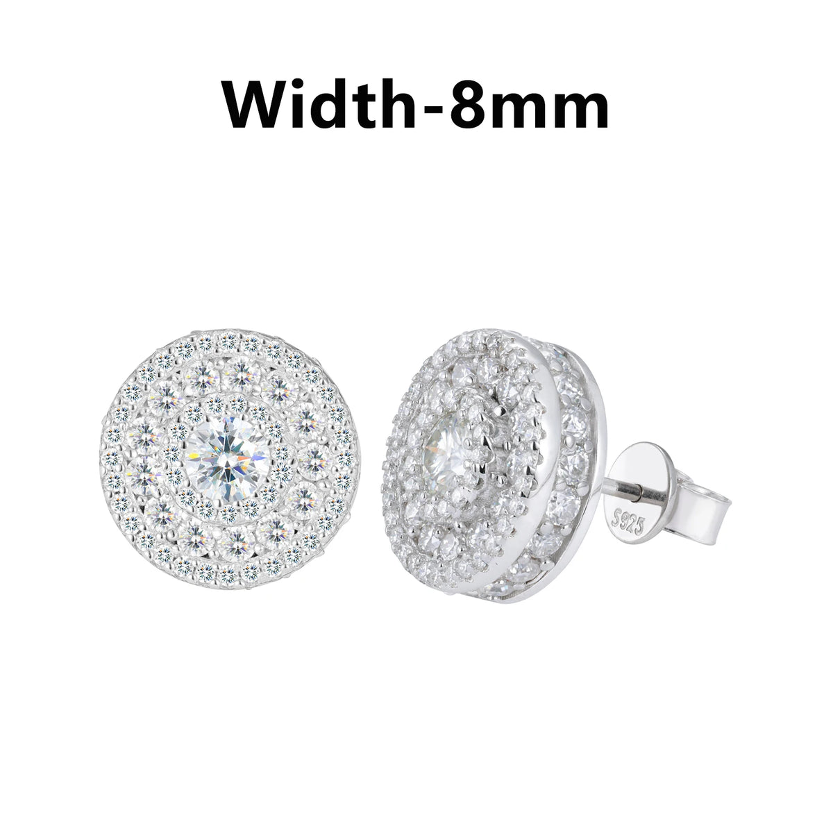 Moissanite Halo and Cluster Stud Earrings for Men, image 9