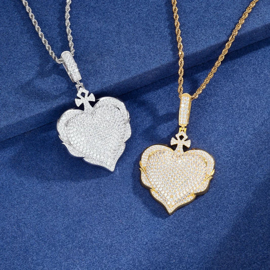 Iced Out Pave Heart Pendant Necklace for Men, image 5