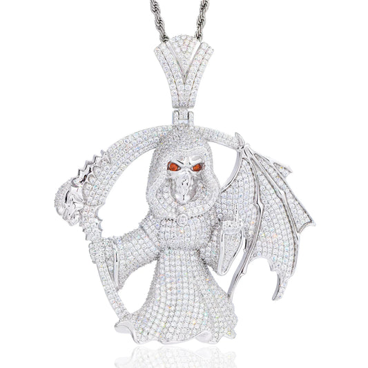 Iced Out Grim Reaper Pendant Necklace for Men
