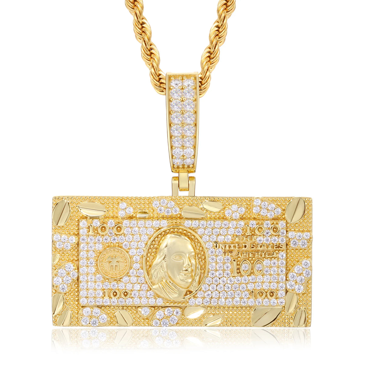 Iced Out Dollar Bill Pendant for Men, image 8