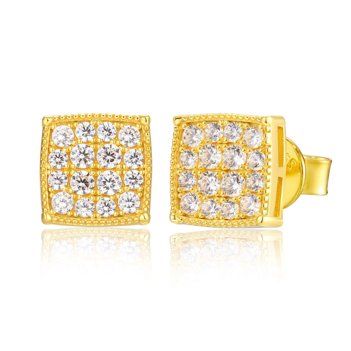 Iced Out Moissanite Square Cluster Stud Earrings, image 9