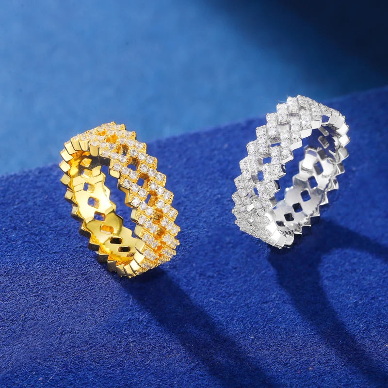 Iced Out Moissanite Cuban Link Eternity Ring for Men, image 5