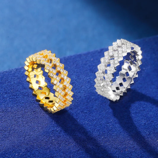 Iced Out Moissanite Cuban Link Eternity Ring for Men, image 5