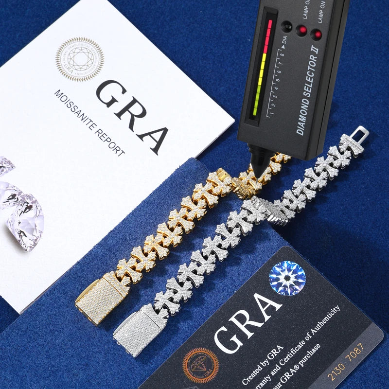 Iced Out Gothic Cross Link Bracelet for Men, image 3