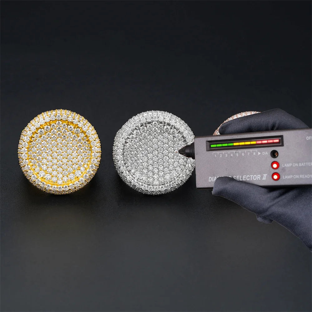 Iced Out Round Signet Ring for Men, image 4