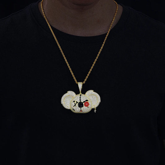 Iced Out Moissanite Cartoon Bear Pendant for Men, image 6