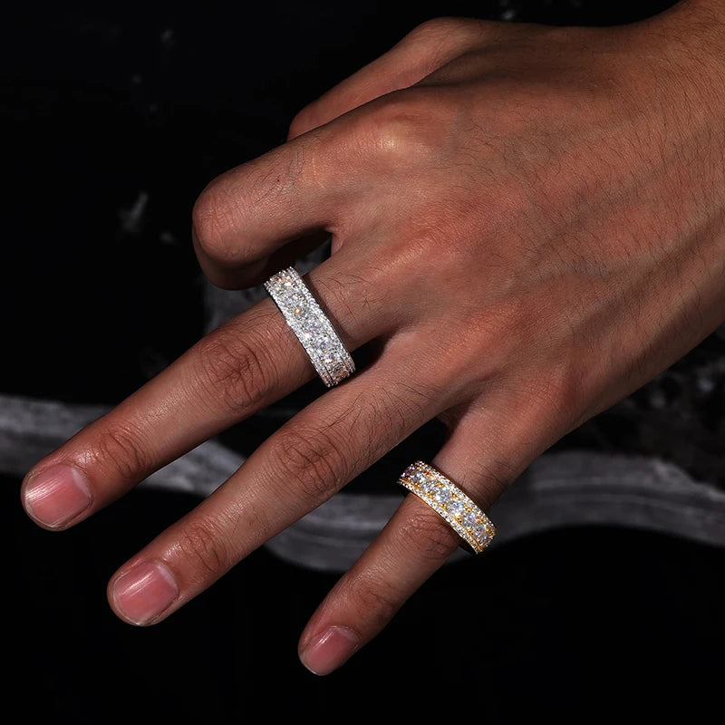 Iced Out Moissanite Wide Band Pave Ring for Men, image 8