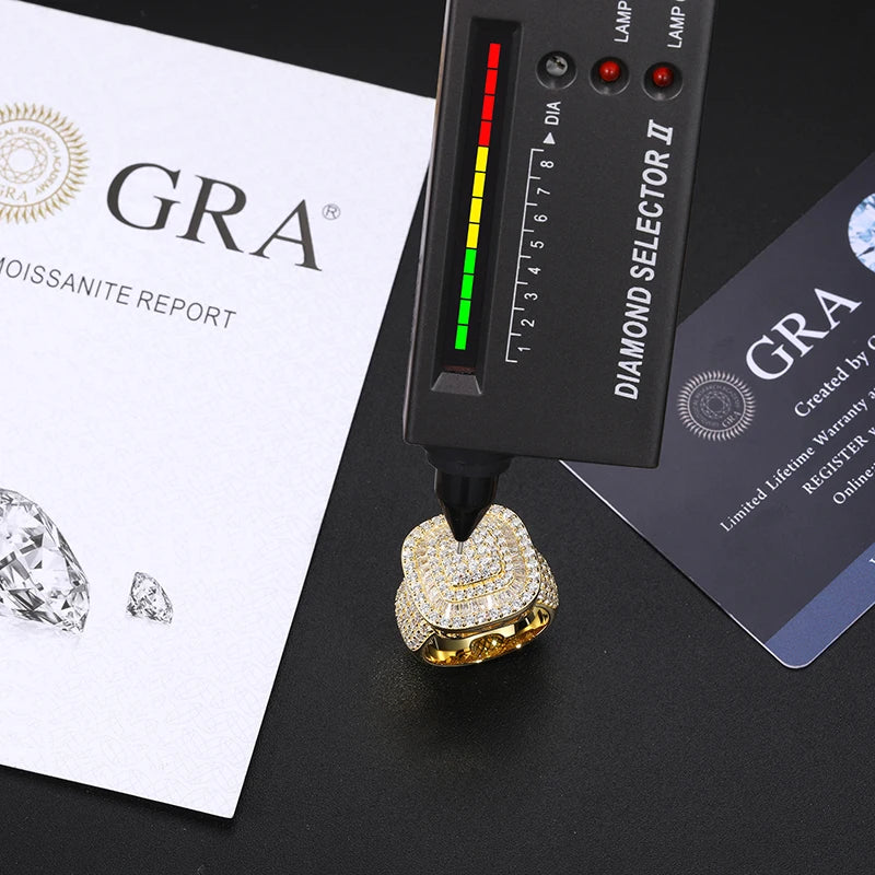 Iced Out Cushion Signet Ring for Men, image 4
