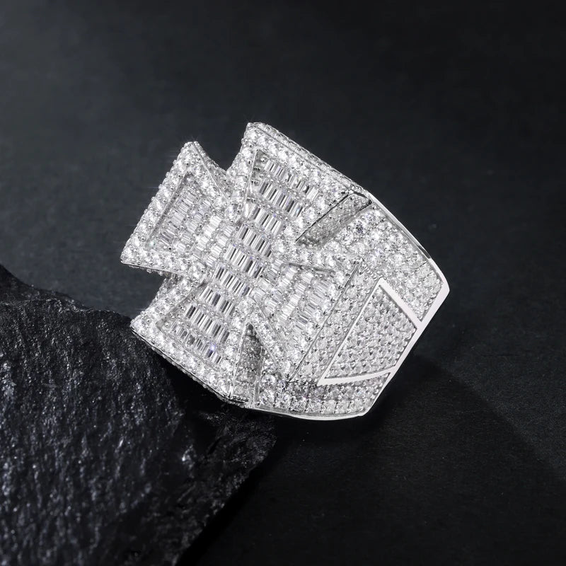 Iced Out Cross Ring for Men, image 4