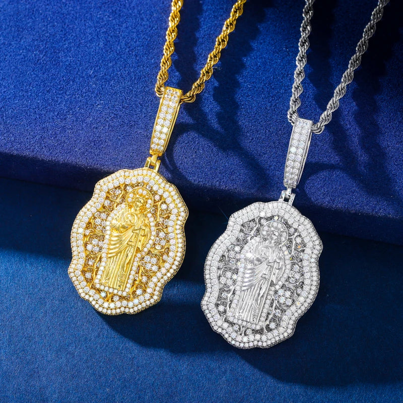 Iced Out Jesus Medallion Pendant Necklace for Men, image 5
