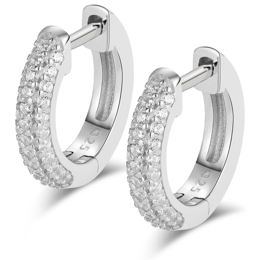 Moissanite Pave Huggie Hoop Earrings