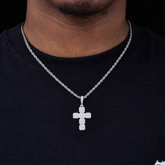 Iced Out Moissanite Octagon Cross Pendant Necklace for Men, image 6