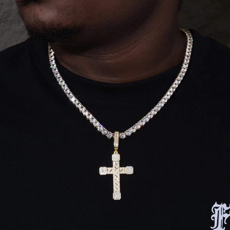 Iced Out Cross Pendant Necklace for Men, image 5