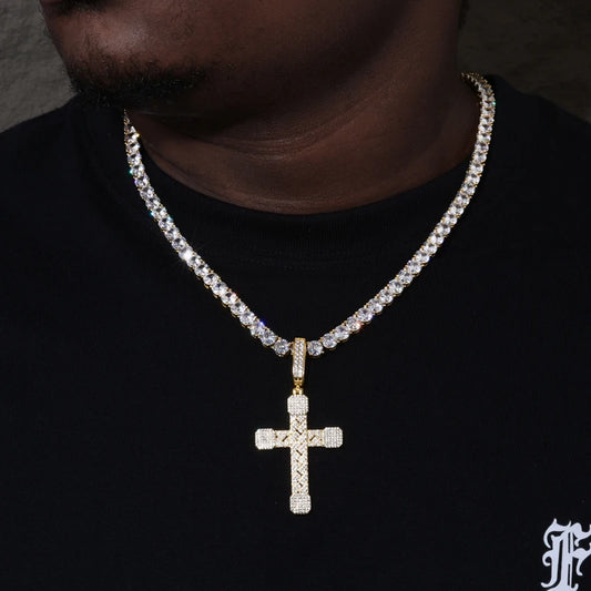Iced Out Cross Pendant Necklace for Men, image 5