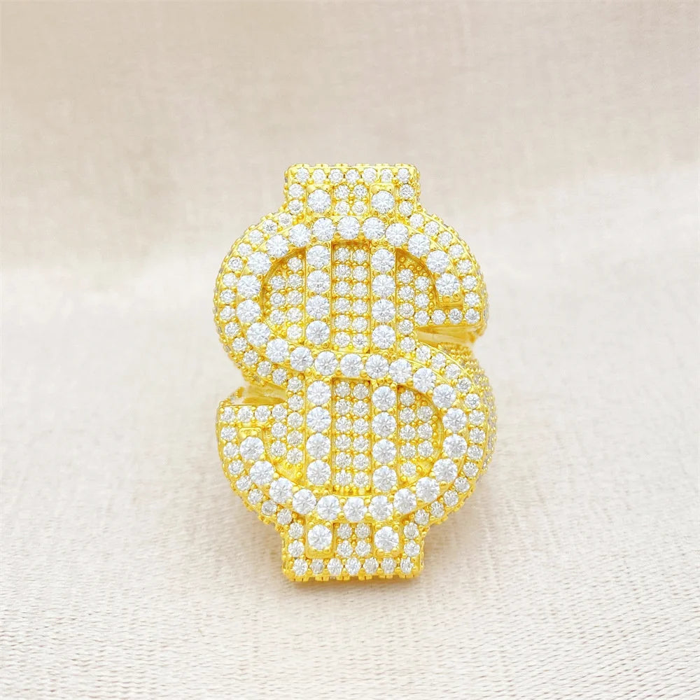 Iced Out Dollar Sign Ring for Men, image 5