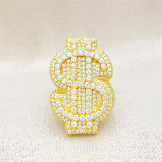 Iced Out Dollar Sign Ring for Men, image 5