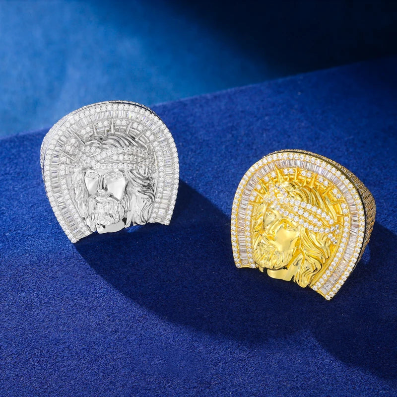 Iced Out Jesus Head Ring for Men, image 7