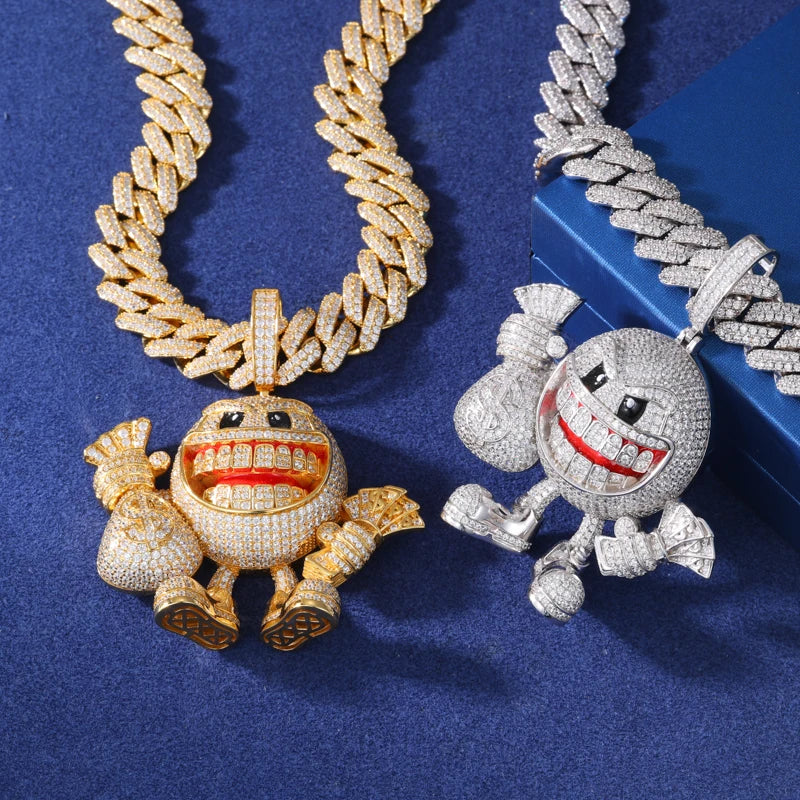 Iced Out Money Bag Character Pendant Necklace for Men, image 5