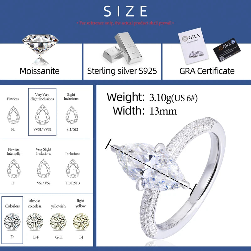 Marquise Cut Moissanite Cross Prong Ring, image 2
