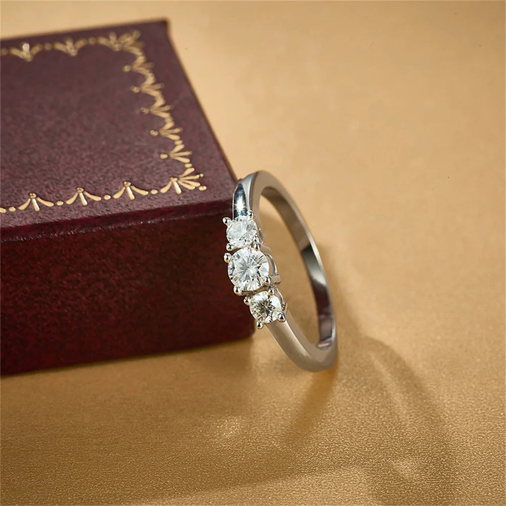 Three Stone Moissanite Ring, image 4